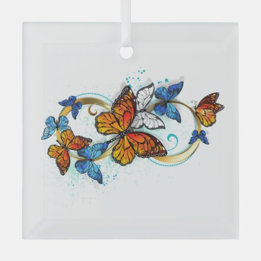 Oneindigheid van Monarch Vlinders Glas Ornament (Voorkant)