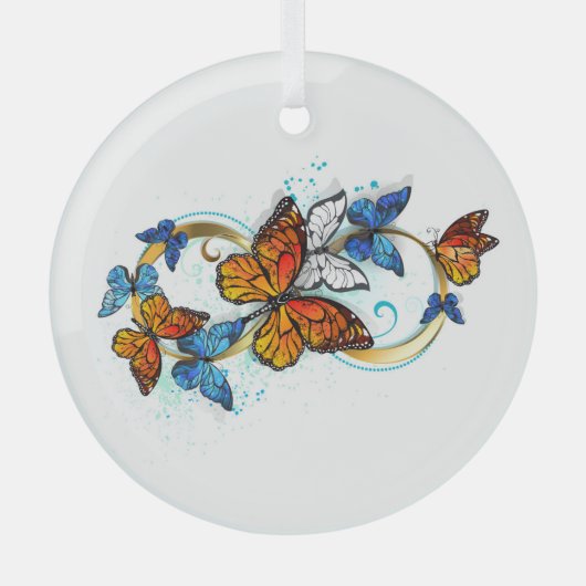 Oneindigheid van Monarch Vlinders Glas Ornament (Voorkant)