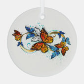 Oneindigheid van Monarch Vlinders Glas Ornament (Achterkant)
