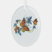Oneindigheid van Monarch Vlinders Glas Ornament (Voorkant links)