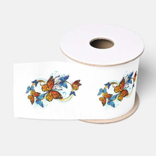 Oneindigheid van Monarch Vlinders Grosgrain Lint (Spoel)