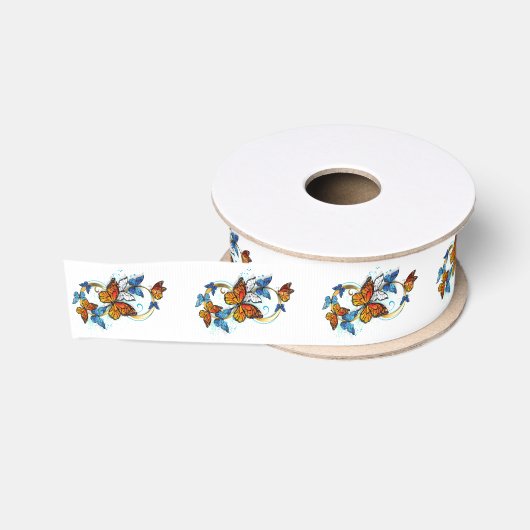 Oneindigheid van Monarch Vlinders Grosgrain Lint (Spoel)