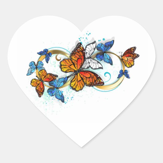 Oneindigheid van Monarch Vlinders Hart Sticker (Voorkant)