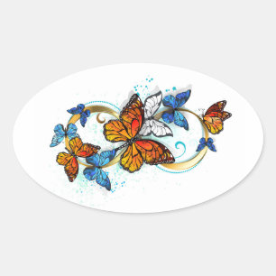 Oneindigheid van Monarch Vlinders Ovale Sticker