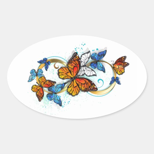Oneindigheid van Monarch Vlinders Ovale Sticker (Voorkant)