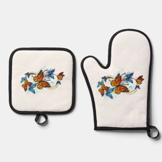 Oneindigheid van Monarch Vlinders Ovenwant & Pannenlap Set (Voorkant)