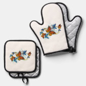 Oneindigheid van Monarch Vlinders Ovenwant & Pannenlap Set (Voorkant / Achterkant)
