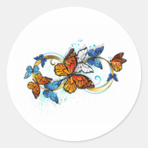 Oneindigheid van Monarch Vlinders Ronde Sticker