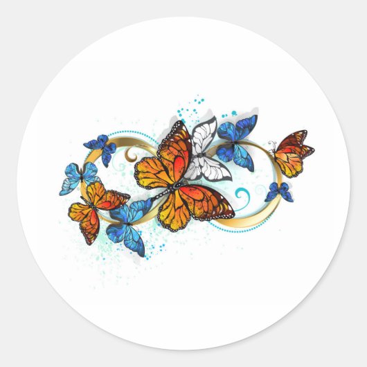 Oneindigheid van Monarch Vlinders Ronde Sticker (Voorkant)