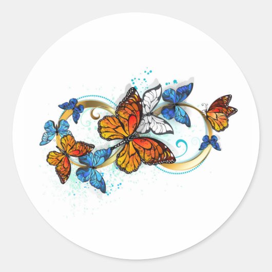 Oneindigheid van Monarch Vlinders Ronde Sticker (Voorkant)