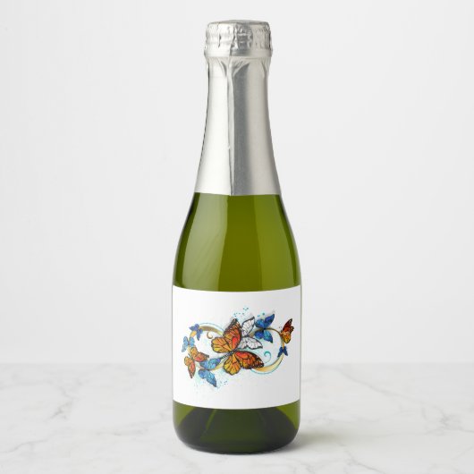 Oneindigheid van Monarch Vlinders Sparkling Wijnetiket (Voorkant)