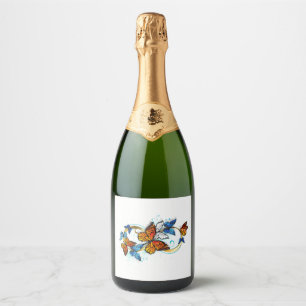 Oneindigheid van Monarch Vlinders Sparkling Wijnetiket