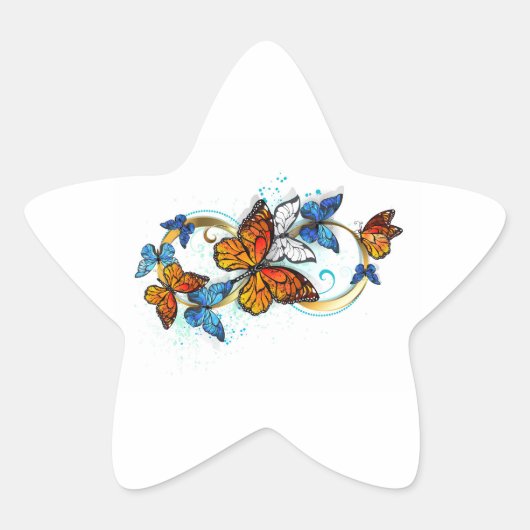 Oneindigheid van Monarch Vlinders Ster Sticker (Voorkant)