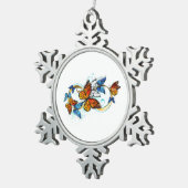 Oneindigheid van Monarch Vlinders Tin Sneeuwvlok Ornament (Rechts)
