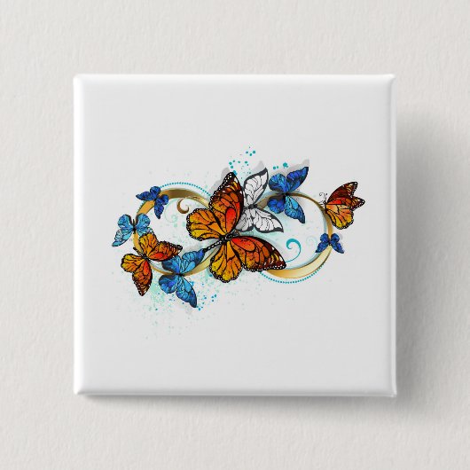 Oneindigheid van Monarch Vlinders Vierkante Button 5,1 Cm (Voorkant)