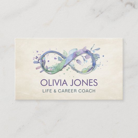 Oneindigheid Waterverf Pastel Blauwe en Paarse oli Visitekaartje (Voorkant)