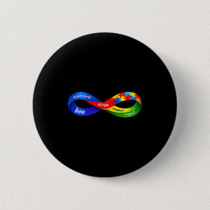 Oneindigheidslint ontwerp autisme neurodiversiteit ronde button 5,7 cm