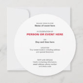 Oneindigheidsronde uitnodiging in rood en wit (Achterkant)