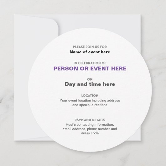 Oneindigheidsronde uitnodiging in zwart-wit (Achterkant)