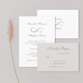 Oneindigheidssymbool Goud Wit Grijs bruiloft RSVP Kaart