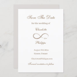 Oneindigheidssymbool Goud Witte Save The Date Trou Kaart