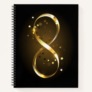Oneindigheidssymbool in goud notitieboek