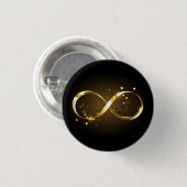 Oneindigheidssymbool in goud ronde button 3,2 cm (Voorkant /achterkant)