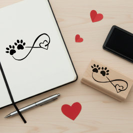 Oneindigheidssymbool met Hart- & Pootafdrukken Kun Rubberstempel