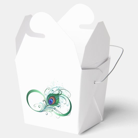 Oneindigheidssymbool met pauwenveer bedankdoosjes (Geopend)