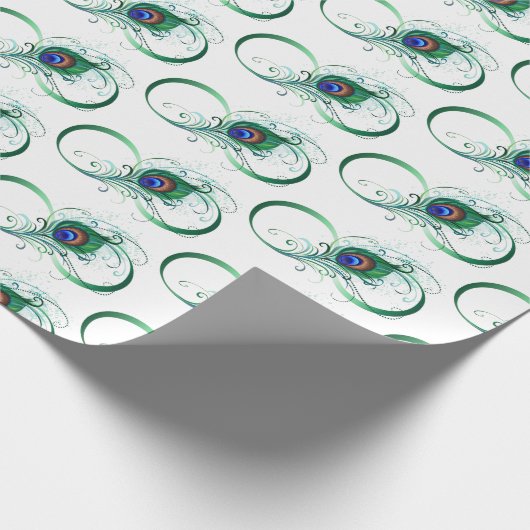 Oneindigheidssymbool met pauwenveer cadeaupapier (Hoek)