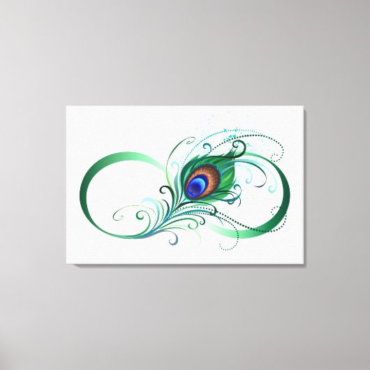 Oneindigheidssymbool met pauwenveer canvas afdruk (Voorkant)