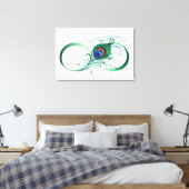 Oneindigheidssymbool met pauwenveer canvas afdruk (Insitu (Slaapkamer))