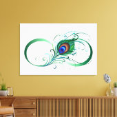 Oneindigheidssymbool met pauwenveer canvas afdruk (Insitu (Woonkamer))