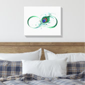 Oneindigheidssymbool met pauwenveer canvas afdruk (Insitu (Slaapkamer))