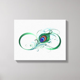 Oneindigheidssymbool met pauwenveer canvas afdruk