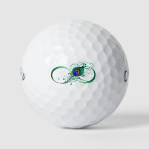 Oneindigheidssymbool met pauwenveer golfballen
