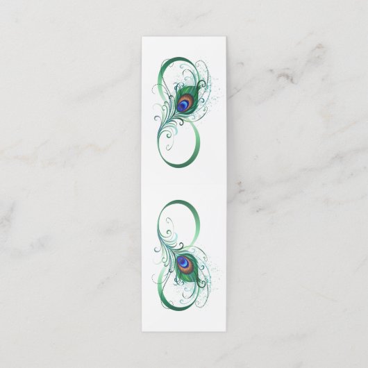 Oneindigheidssymbool met pauwenveer klantenkaartje (Buitenkant ongevouwen)
