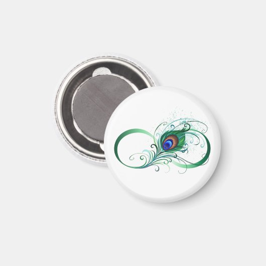 Oneindigheidssymbool met pauwenveer magneet (Voorkant / Achterkant)