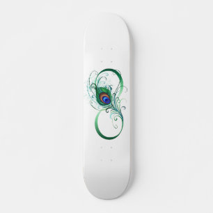 Oneindigheidssymbool met pauwenveer persoonlijk skateboard