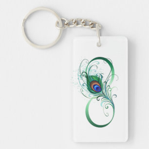 Oneindigheidssymbool met pauwenveer sleutelhanger