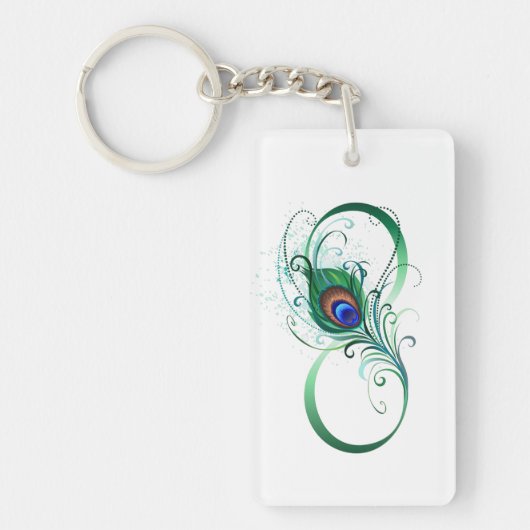 Oneindigheidssymbool met pauwenveer sleutelhanger (Voorkant)