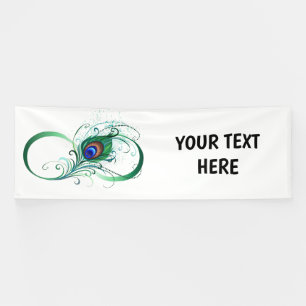 Oneindigheidssymbool met pauwenveer spandoek