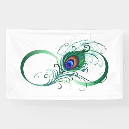 Oneindigheidssymbool met pauwenveer spandoek (Horizontaal)