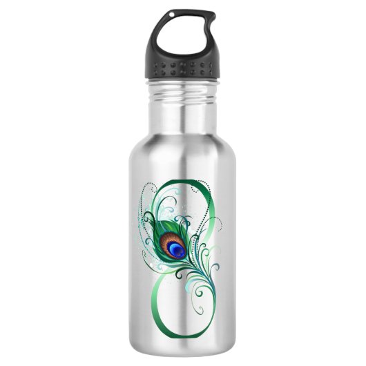 Oneindigheidssymbool met pauwenveer waterfles (Voorkant)
