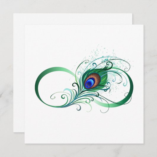 Oneindigheidssymbool met pauwveer advieskaart (Voorkant / Achterkant)