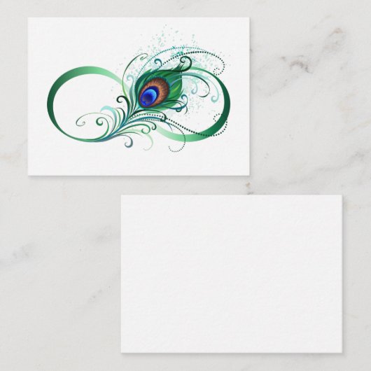 Oneindigheidssymbool met pauwveer advieskaart (Voorkant / Achterkant)