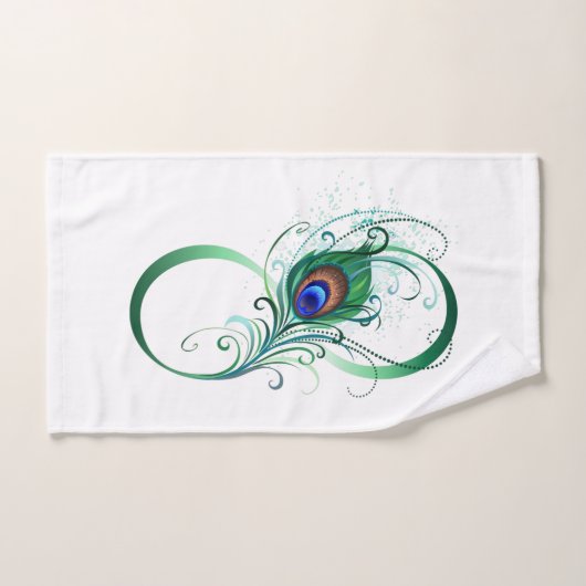 Oneindigheidssymbool met pauwveer bad handdoek (Handdoek)