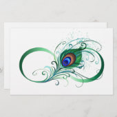 Oneindigheidssymbool met pauwveer briefpapier (Voorkant / Achterkant)