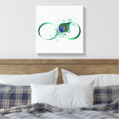 Oneindigheidssymbool met pauwveer canvas afdruk (Insitu (Slaapkamer))