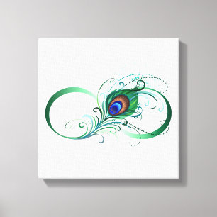 Oneindigheidssymbool met pauwveer canvas afdruk